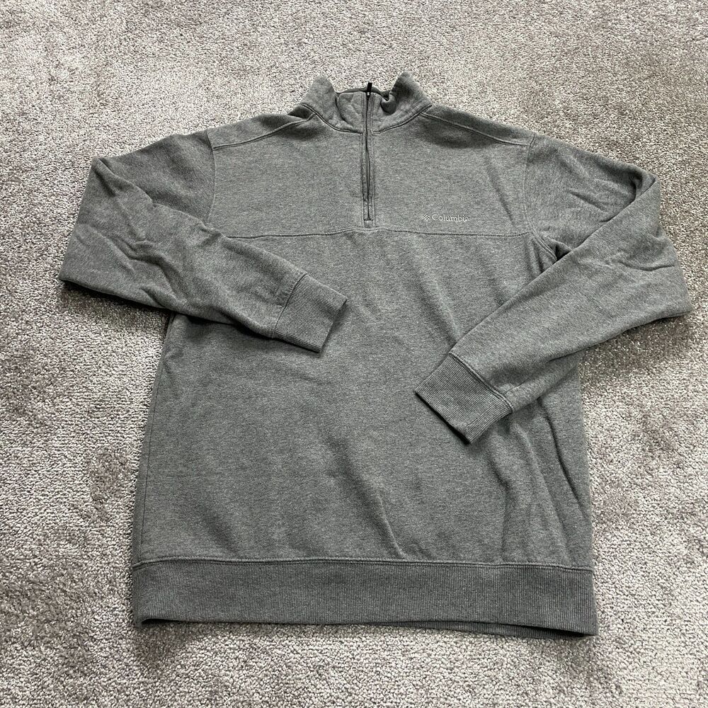 Columbia Sweatshirt Men Medium Gray High Neck Zip Fleece Pullover Jacket Outdoor